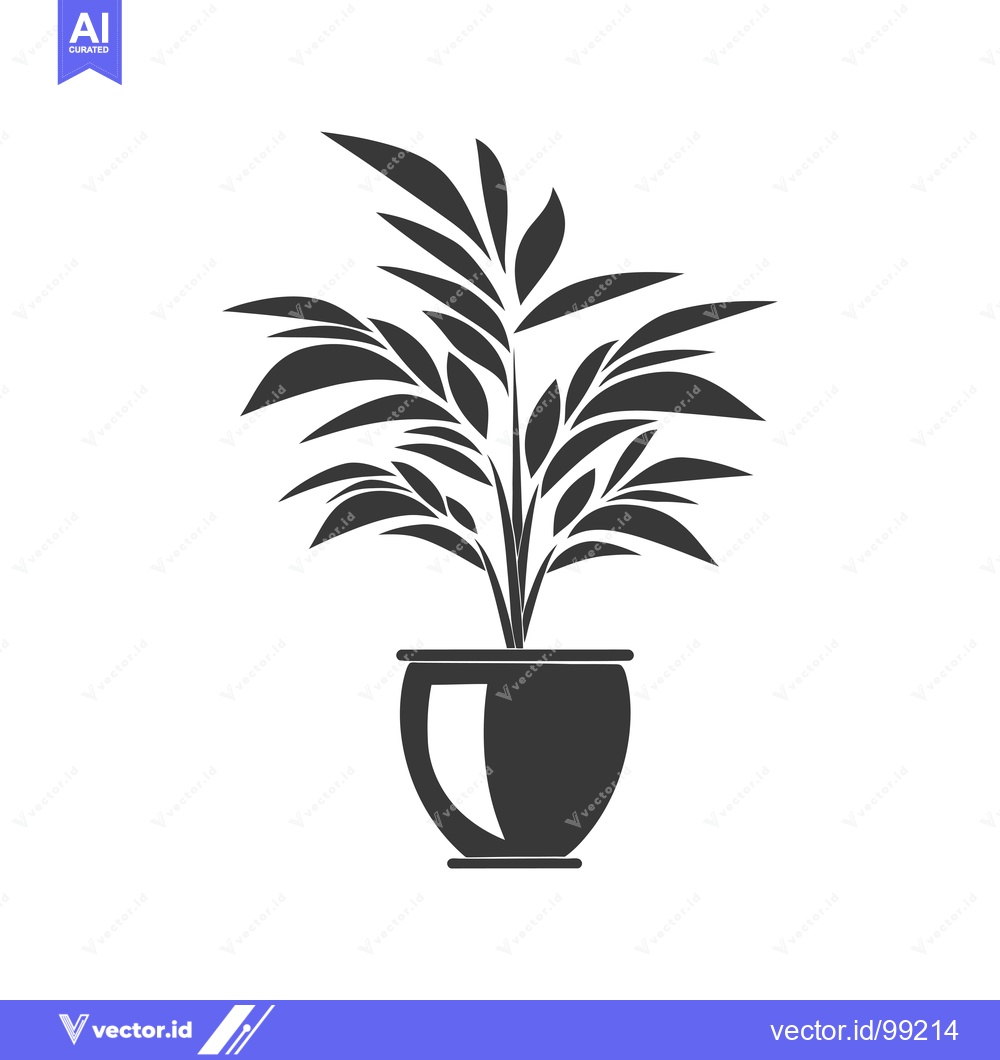 Premium Vector of Silhouette of a potted plant with multiple leaves