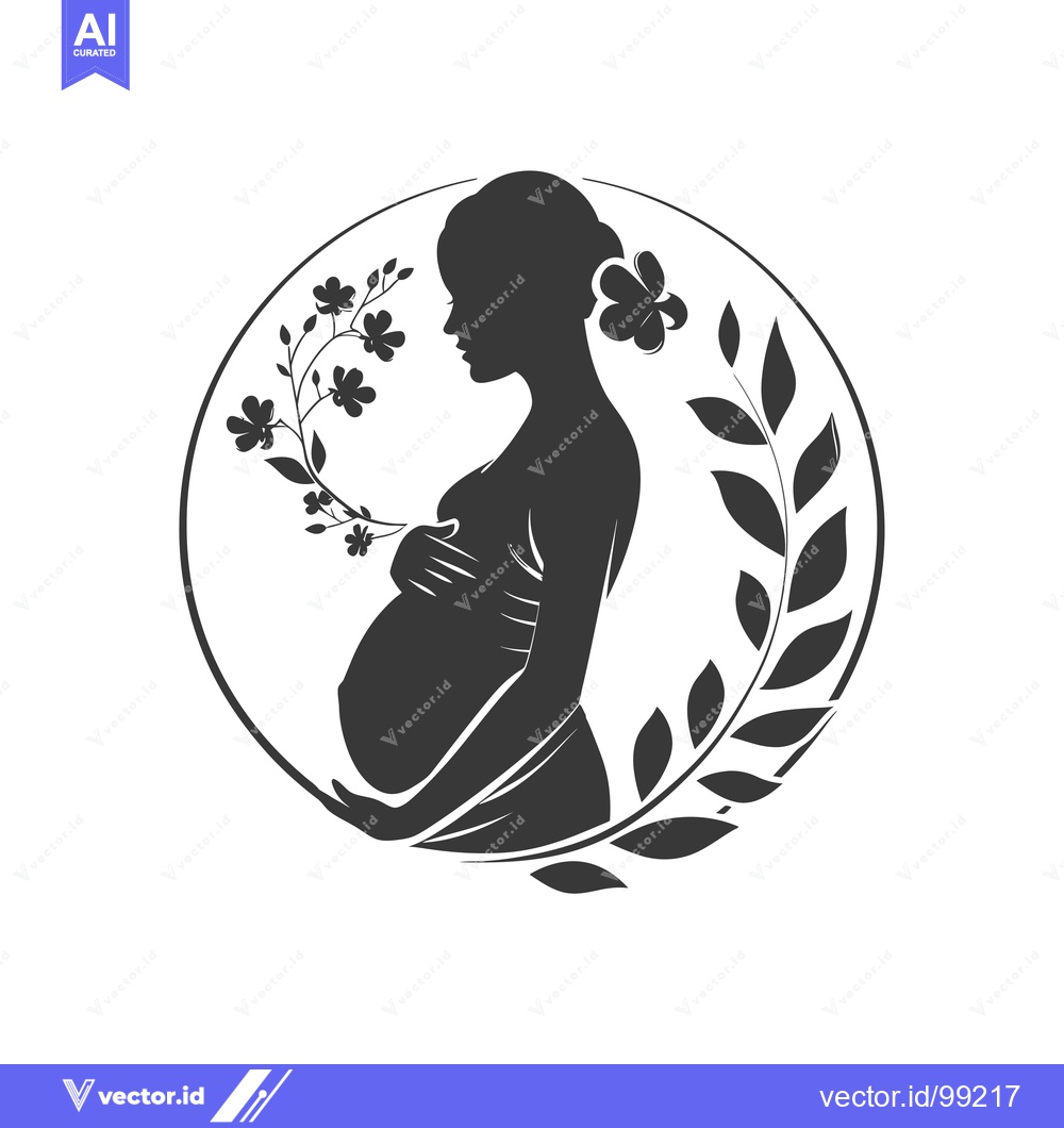 Premium Vector dari Silhouette of a Pregnant Woman Surrounded by Floral Designs