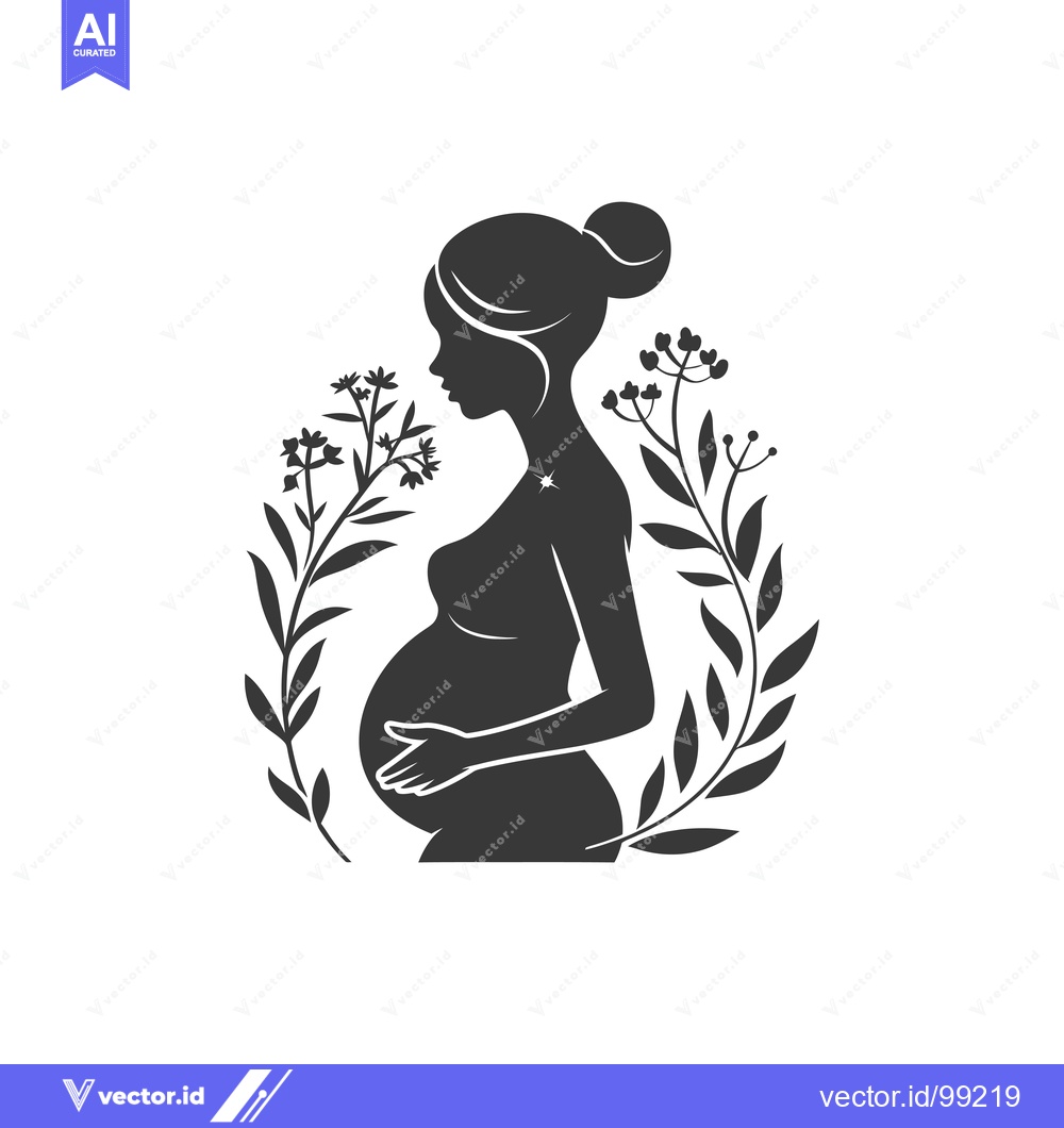 Premium Vector of Silhouette of a Pregnant Woman Surrounded by Flowers