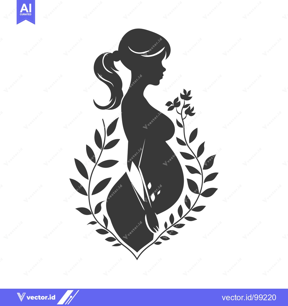 Premium Vector dari Silhouette of a Pregnant Woman with Floral Accents