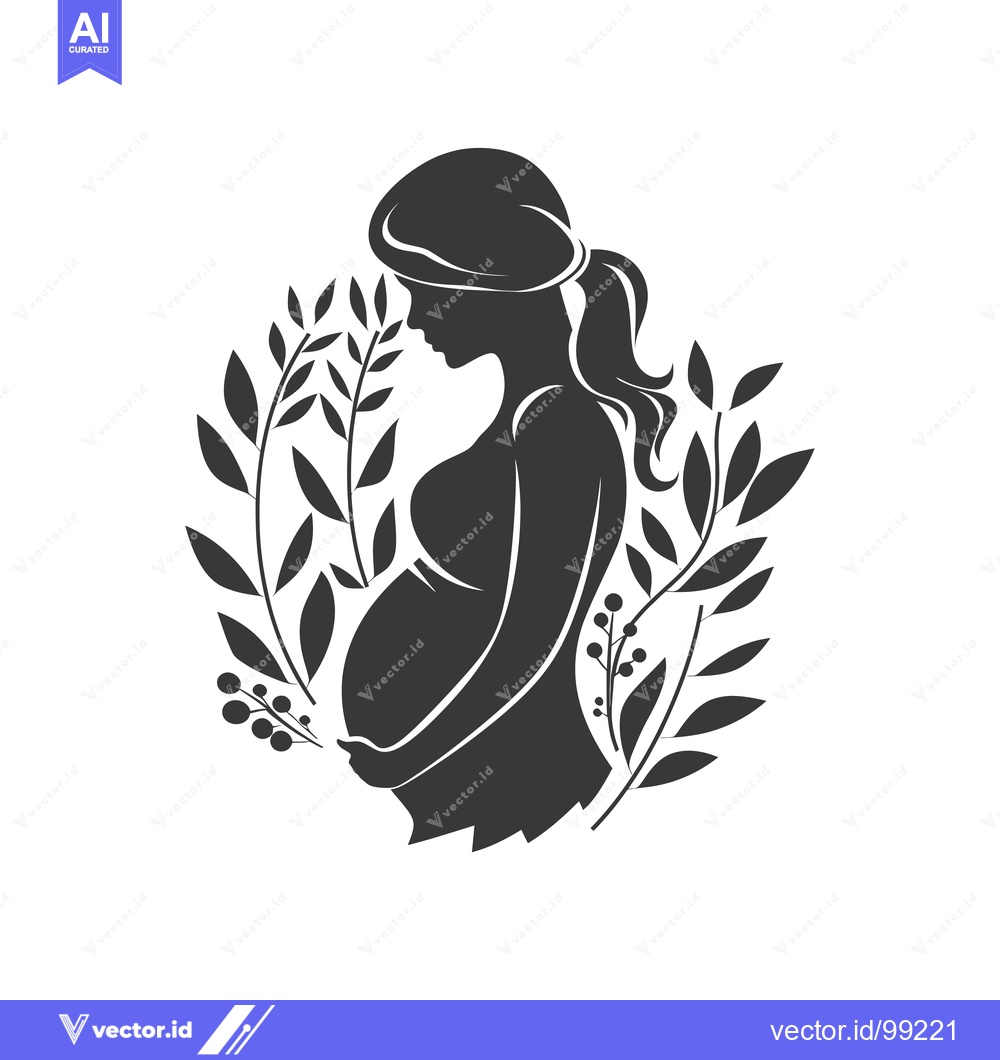 Premium Vector of Silhouette of a Pregnant Woman with Floral Design