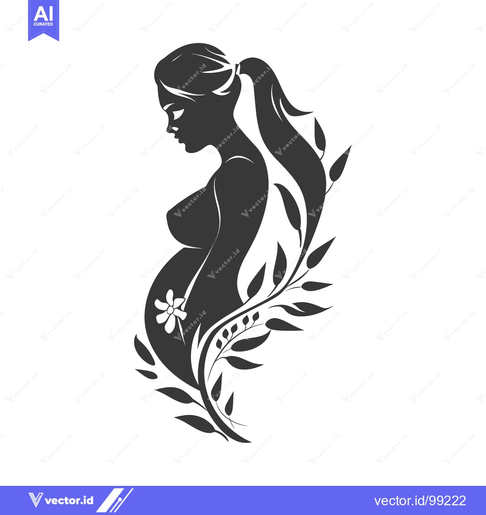 Premium Vector of Silhouette of a Pregnant Woman with Floral Elements
