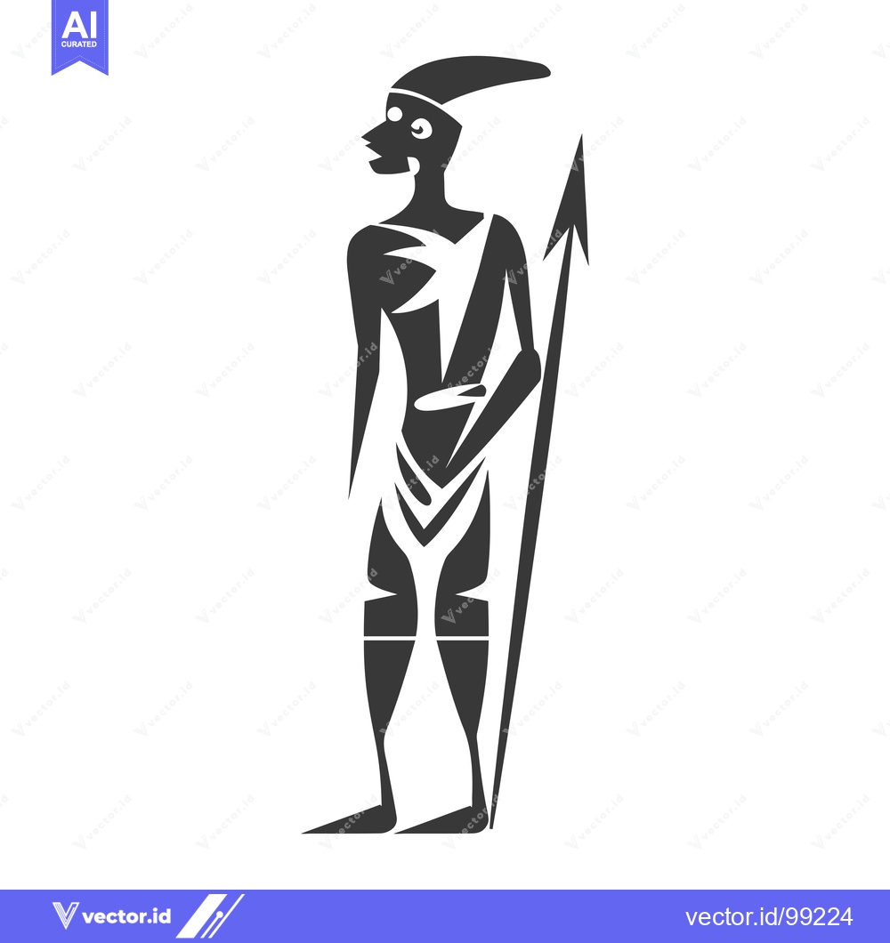 Premium Vector of Silhouette of a Primitive Hunter Holding a Spear