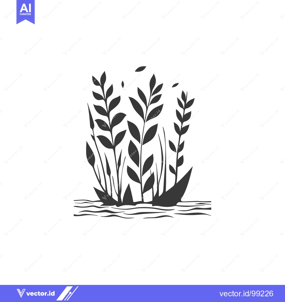 Premium Vector of Silhouette of Aquatic Plants Emerging from Water