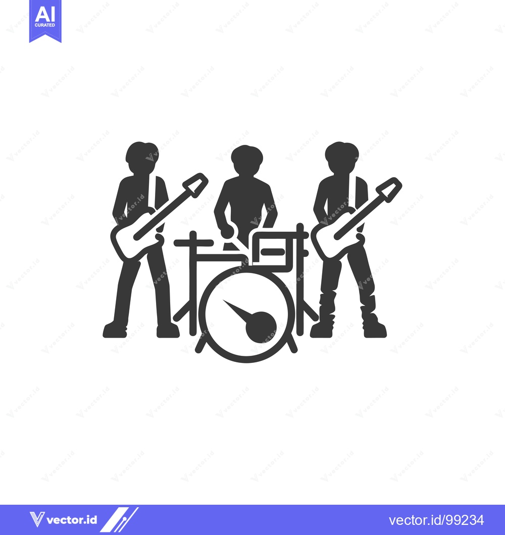 Premium Vector of Silhouette of a Rock Band with Guitars and Drums