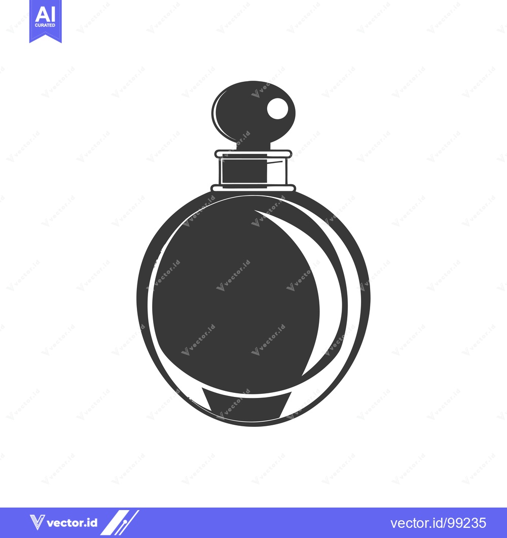 Premium Vector of Silhouette of a Round Perfume Bottle with a Cap