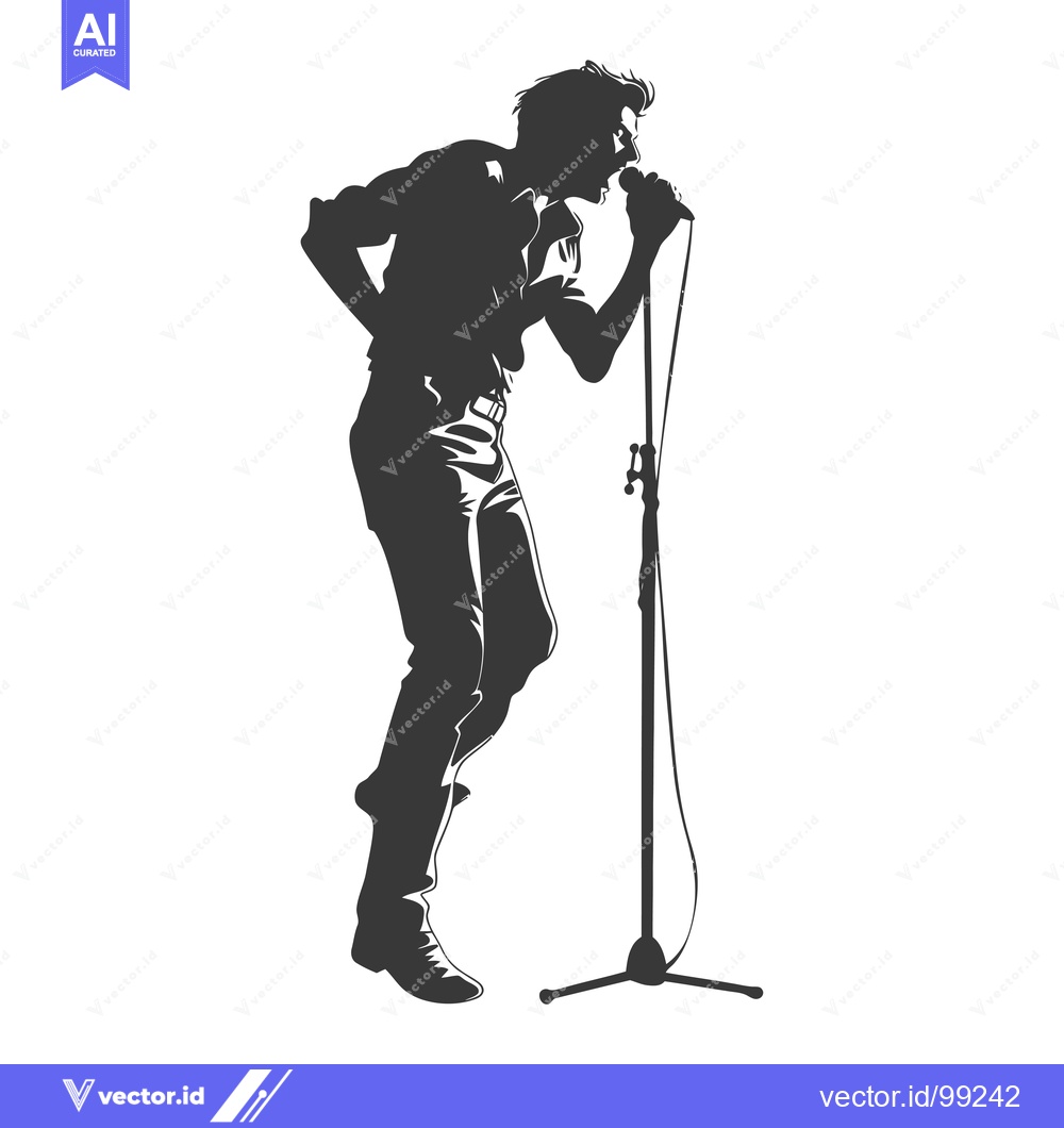 Premium Vector of Silhouette of a Singer Performing with a Microphone