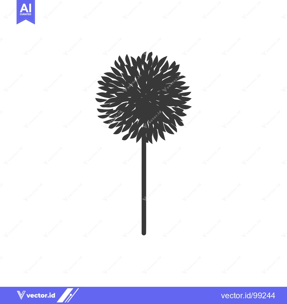 Premium Vector dari Silhouette of a Single Dandelion Flower with a Stem