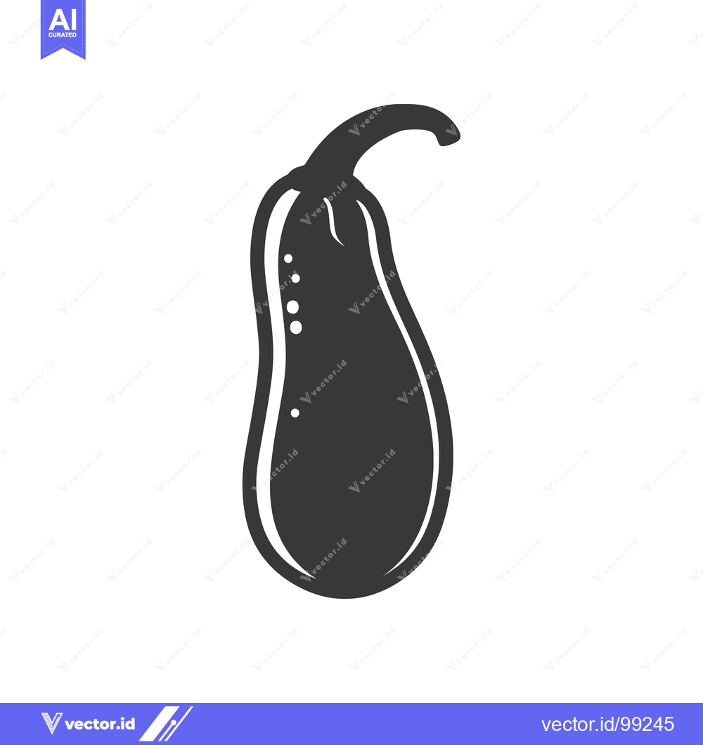 Premium Vector of Silhouette of a Single Eggplant with a Curved Stem