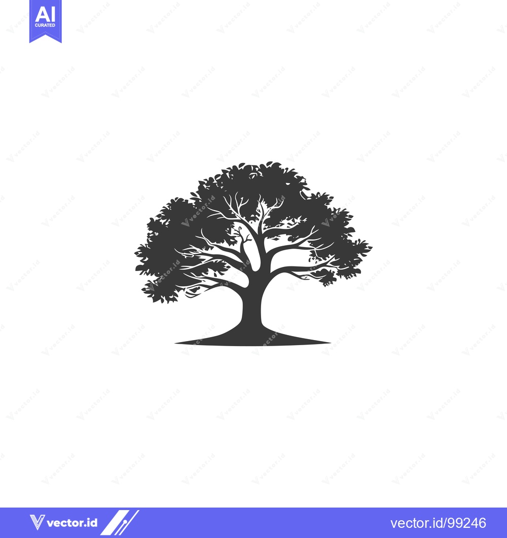 Premium Vector dari Silhouette of a Single Tree with Spreading Branches