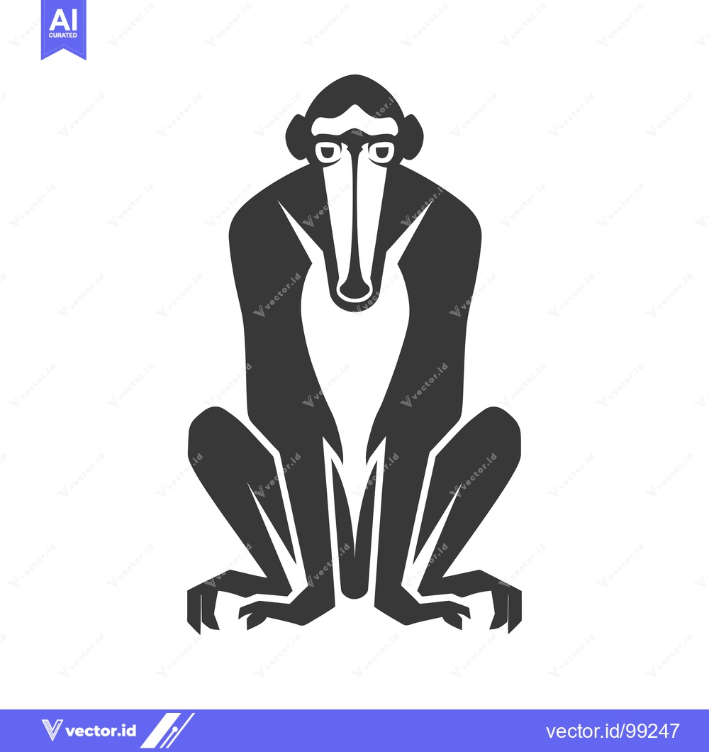 Premium Vector of Silhouette of a Sitting Proboscis Monkey with Glasses