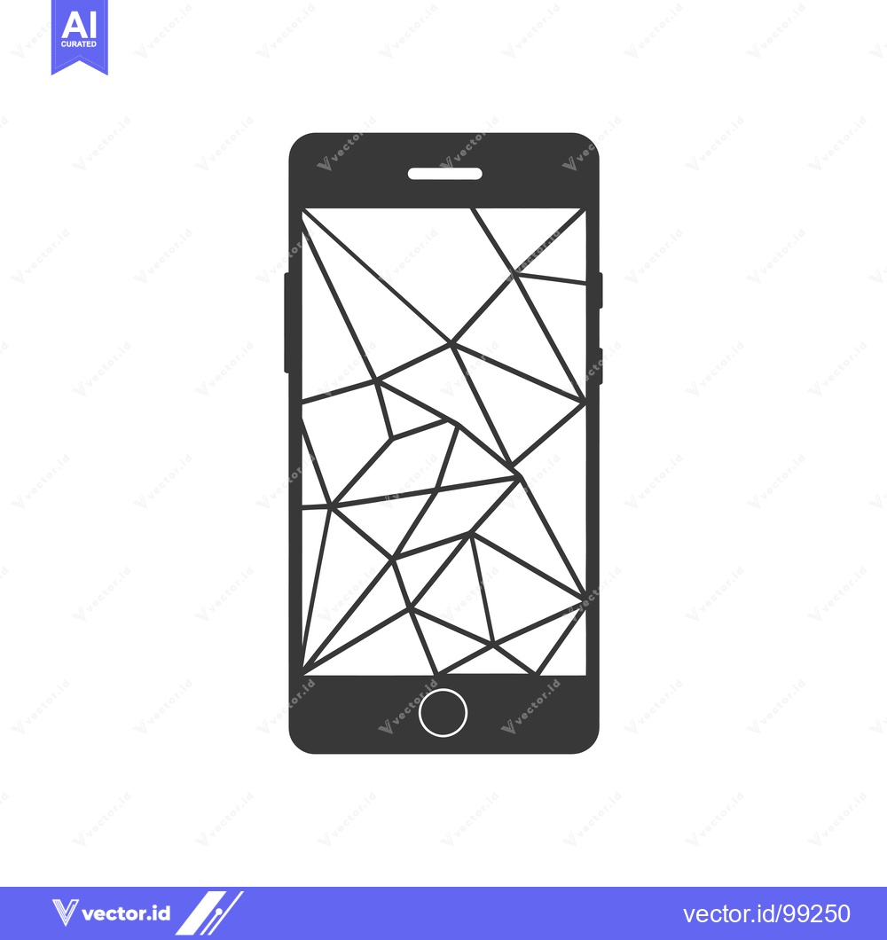 Premium Vector of Silhouette of a Smartphone with a Cracked Screen