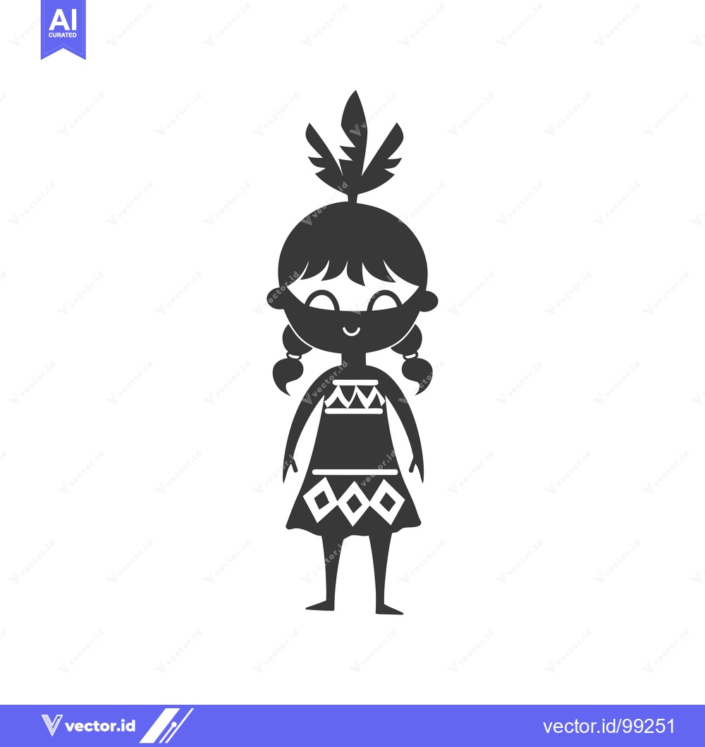 Premium Vector dari Silhouette of a Smiling Girl in Traditional Native American Attire