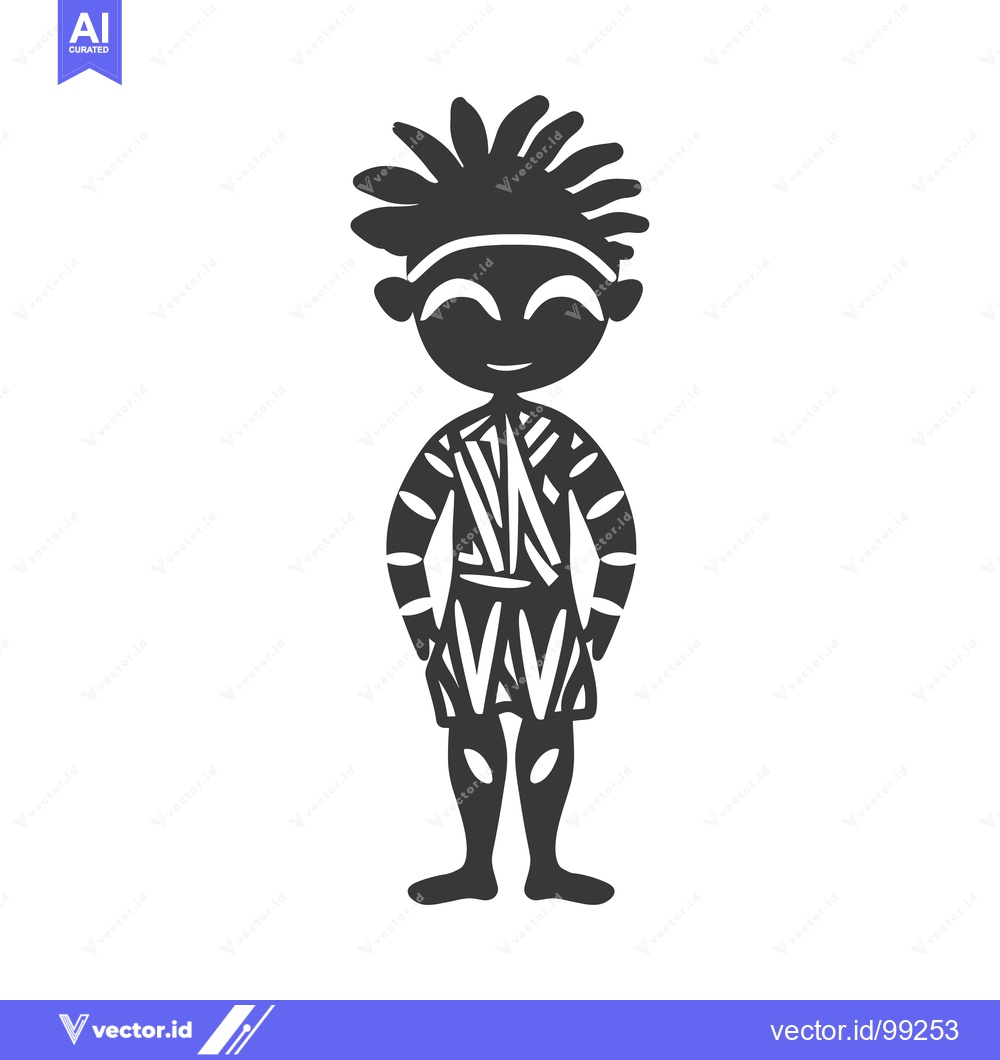 Premium Vector of Silhouette of a Smiling Person Wearing Traditional Clothing