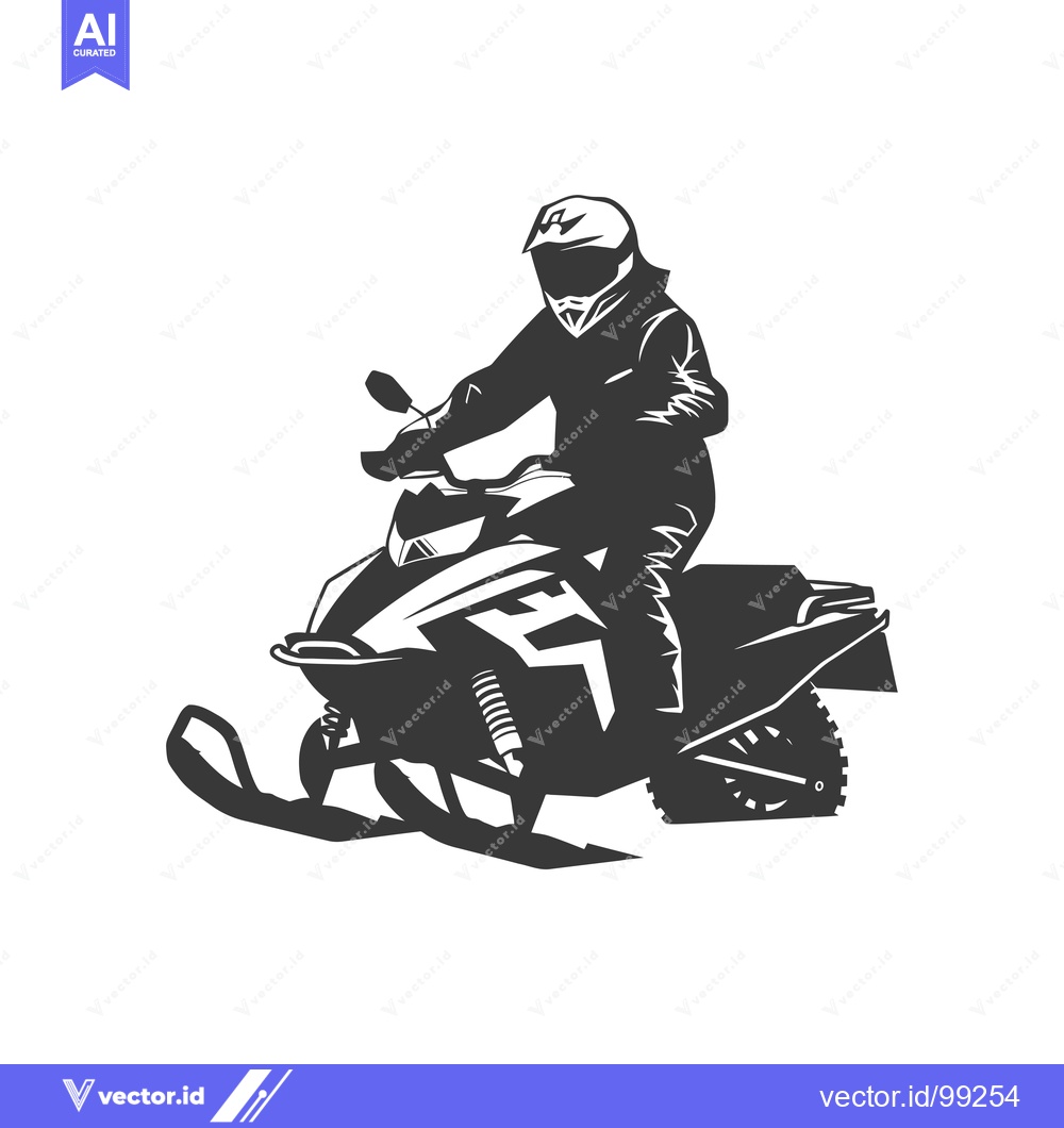 Premium Vector dari Silhouette of a Snowmobile Rider in a Helmet