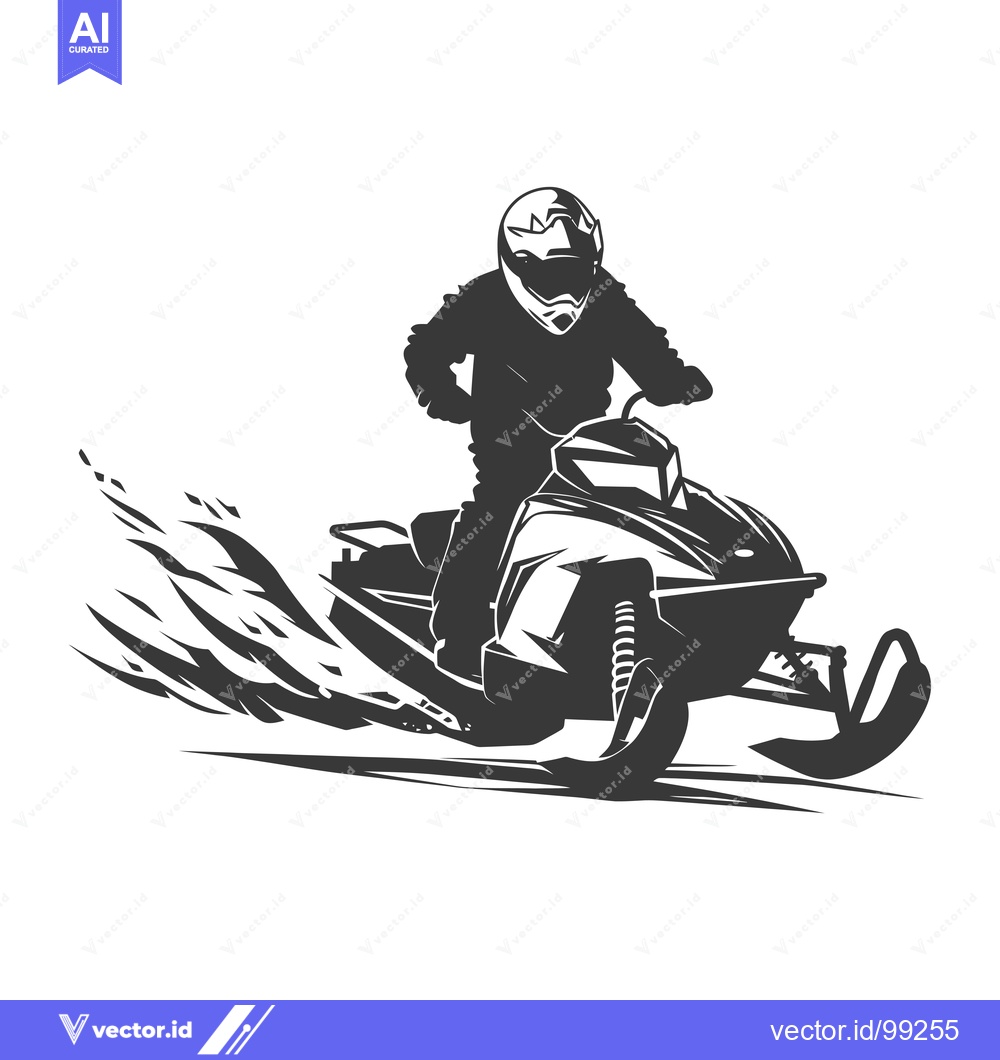 Premium Vector of Silhouette of a Snowmobiler in Action