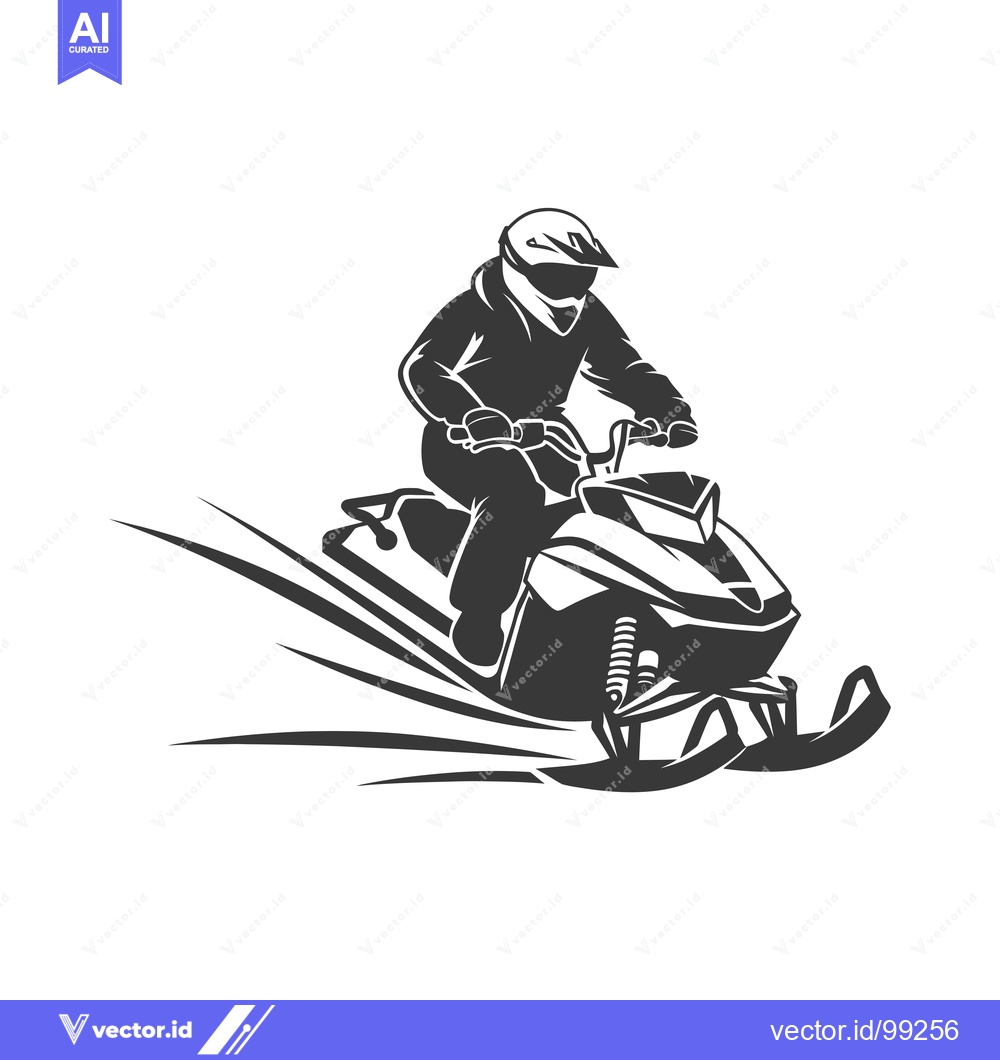 Premium Vector of Silhouette of a Snowmobiler Racing Through the Snow