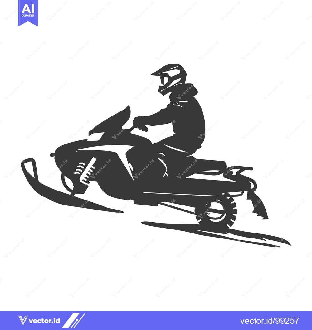Premium Vector dari Silhouette of a Snowmobiler Riding on Snow