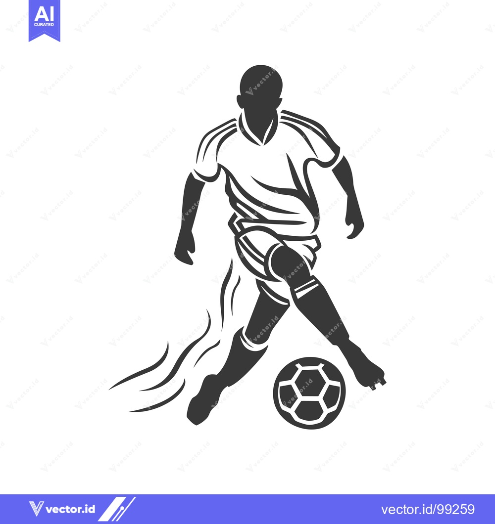 Premium Vector of Silhouette of a Soccer Player Dribbling a Ball