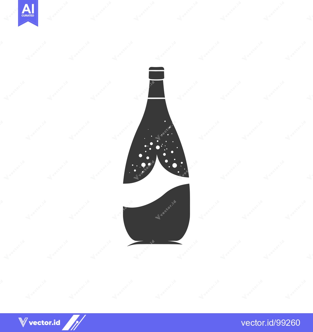 Premium Vector of Silhouette of a Sparkling Wine Bottle
