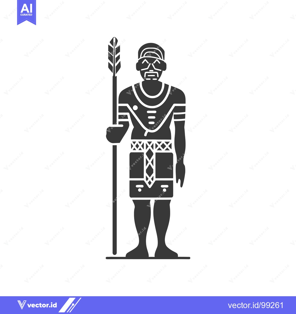 Premium Vector of Silhouette of a Standing Figure with a Spear