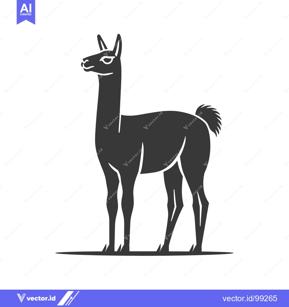 Premium Vector dari Silhouette of a Standing Llama