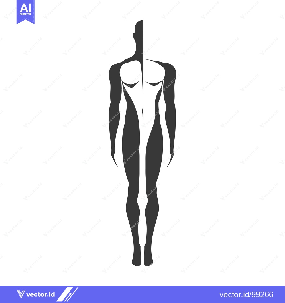 Premium Vector of Silhouette of a Standing Male Figure with a Divided Torso