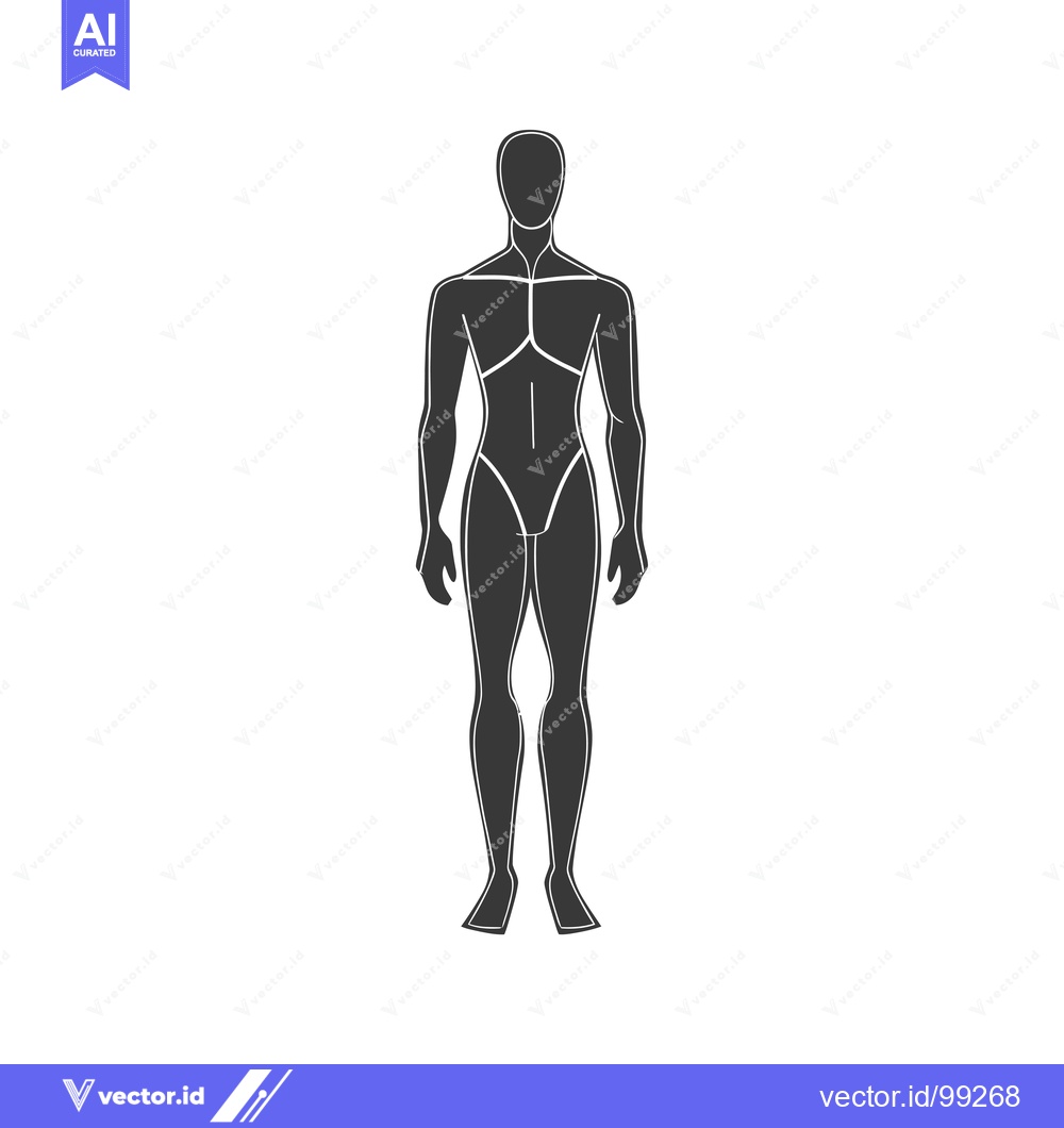 Premium Vector of Silhouette of a standing male figure with white outlines