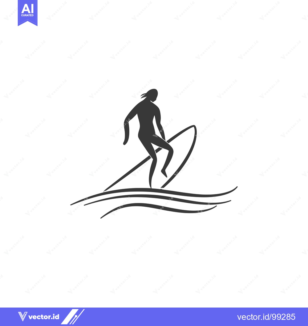 Premium Vector of Silhouette of a Surfer Riding a Wave