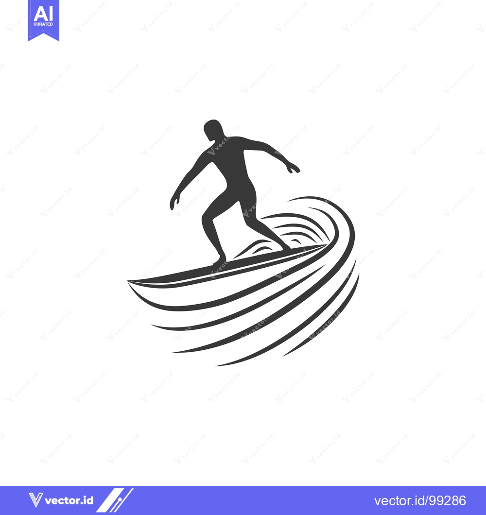 Premium Vector dari Silhouette of a Surfer Riding a Wave