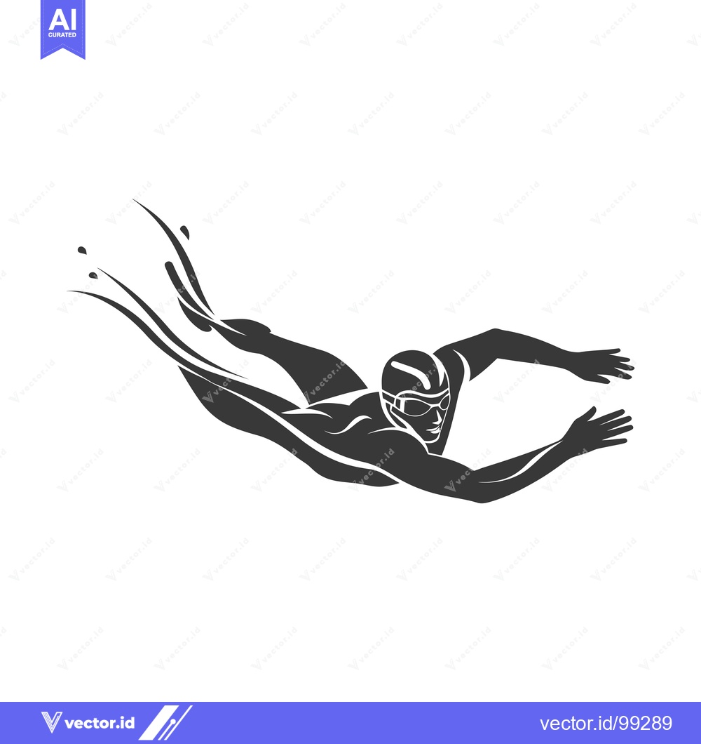 Premium Vector dari Silhouette of a swimmer in a freestyle stroke