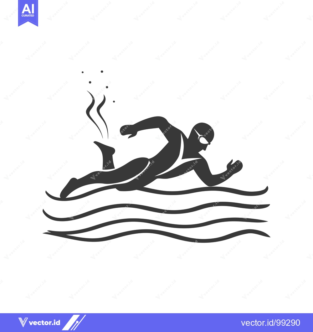Premium Vector dari Silhouette of a swimmer in freestyle stroke