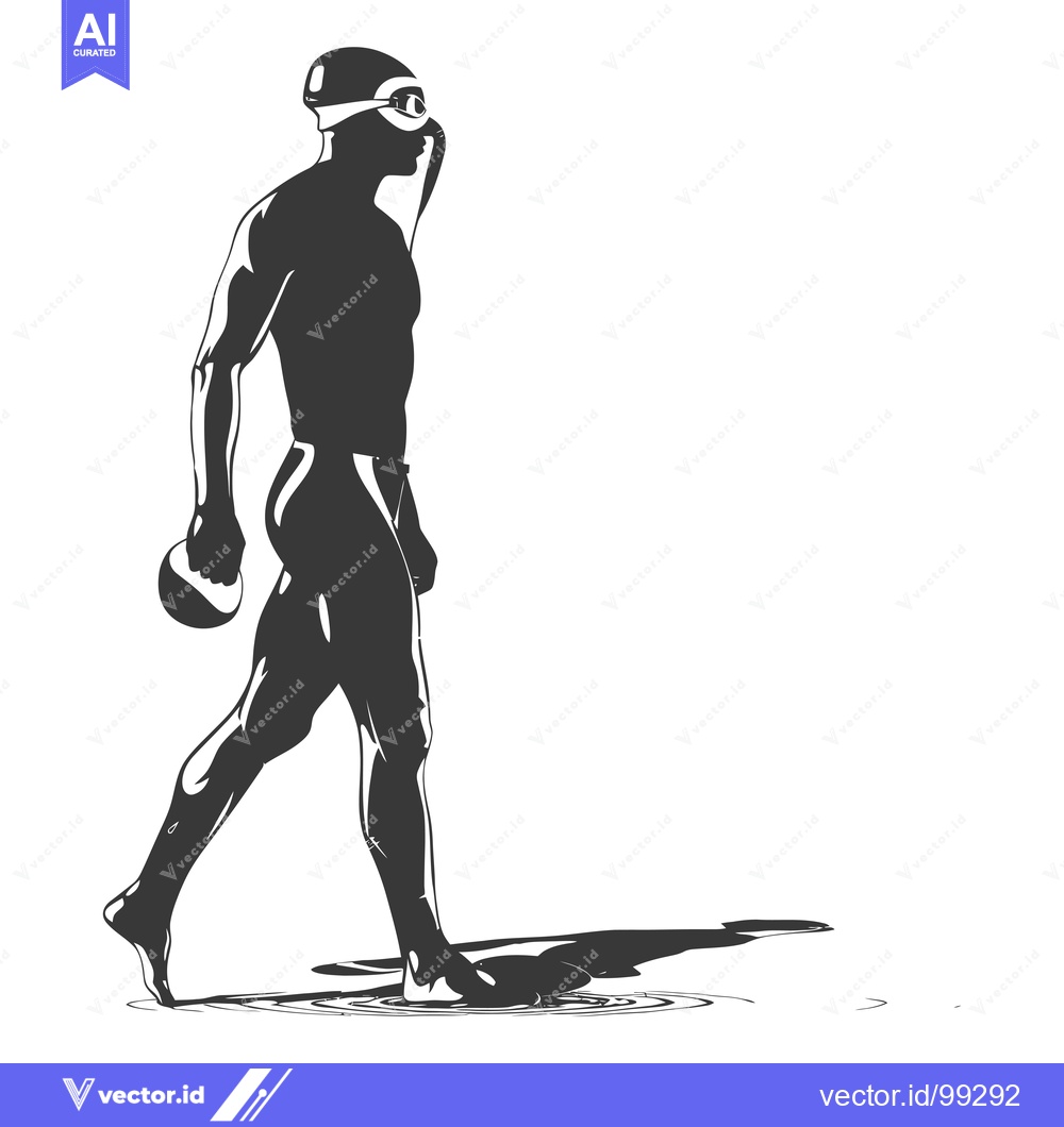 Premium Vector of Silhouette of a swimmer walking out of the pool