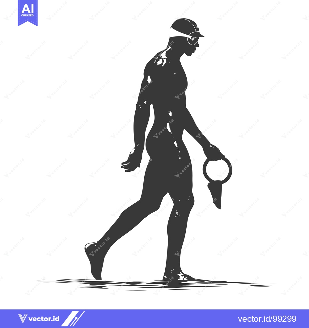 Premium Vector of Silhouette of a Swimmer with a Swim Ring