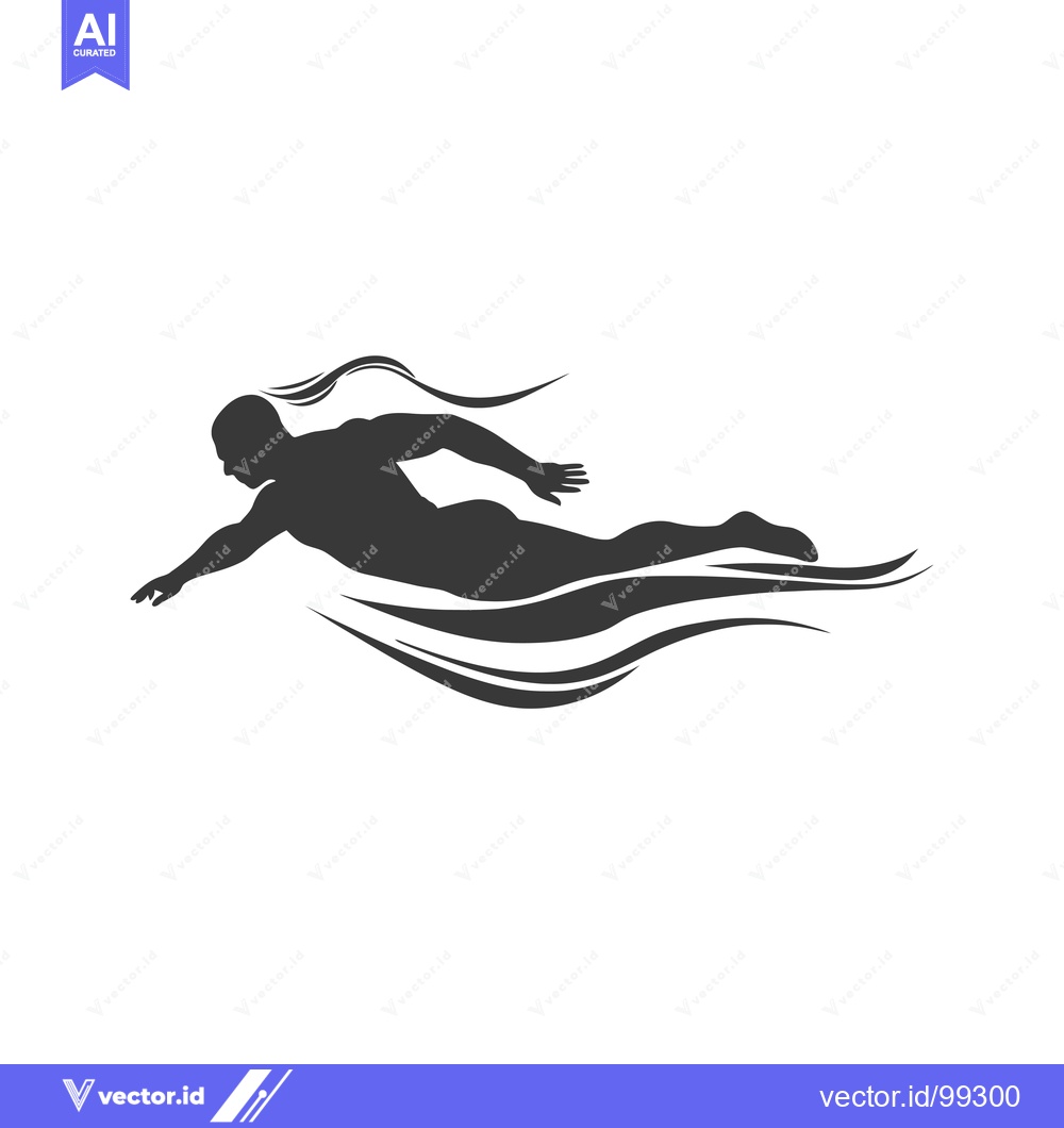 Premium Vector dari Silhouette of a swimmer with flowing water design