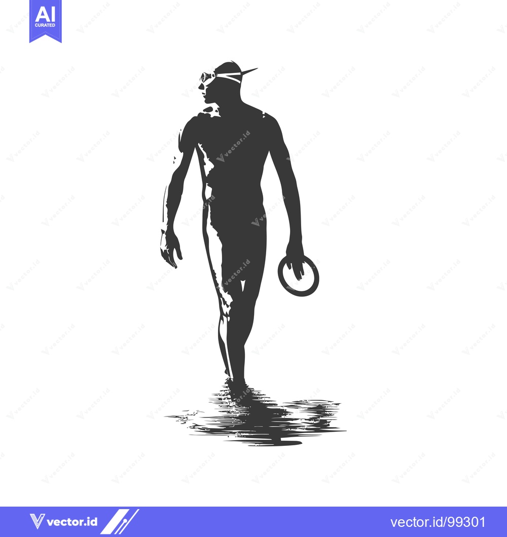 Premium Vector dari Silhouette of a Swimmer with Goggles and a Ring