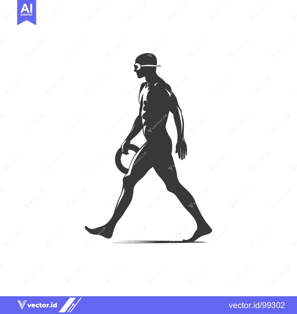Premium Vector of Silhouette of a Swimmer with Goggles and a Ring