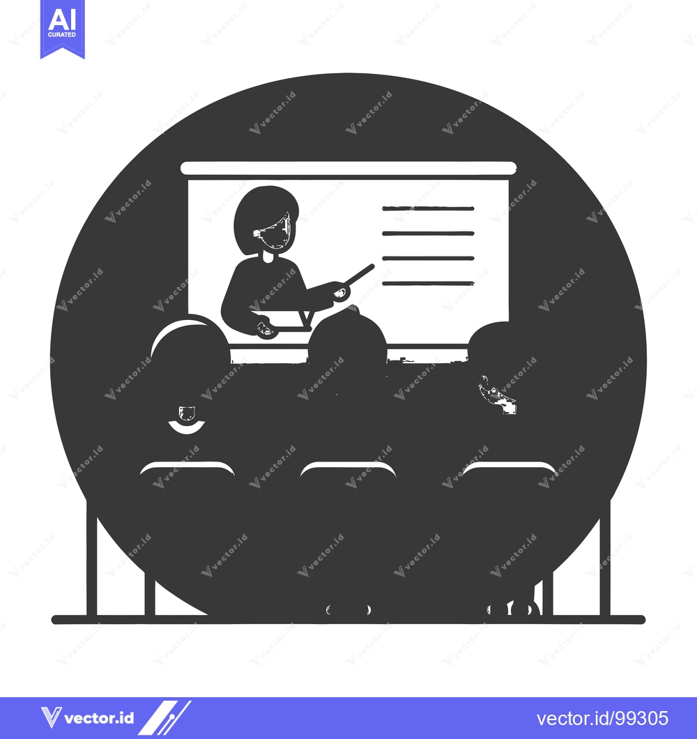 Premium Vector dari Silhouette of a teacher giving a presentation to a class