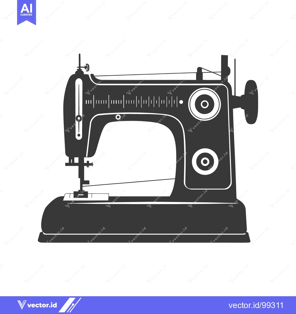 Premium Vector dari Silhouette of a Traditional Sewing Machine