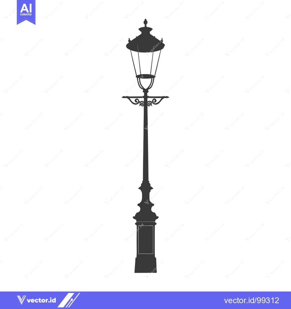 Premium Vector dari Silhouette of a Traditional Street Lamp with Ornate Design