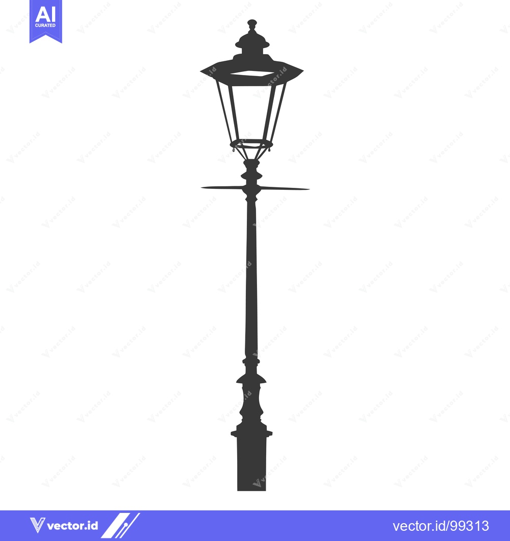 Premium Vector dari Silhouette of a Traditional Street Lamp with Ornate Details