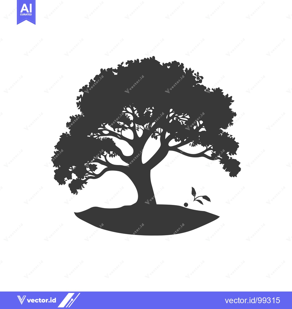 Premium Vector dari Silhouette of a Tree with a Sprout at its Base