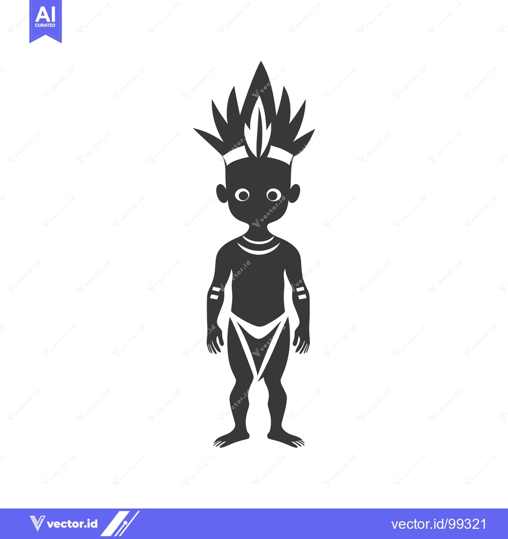 Premium Vector dari Silhouette of a Tribal Man Wearing a Feather Headband