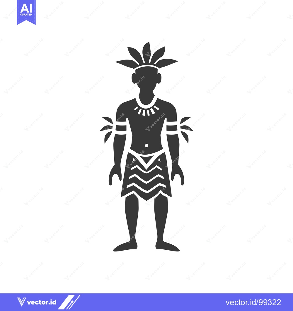 Premium Vector dari Silhouette of a Tribal Man with Headdress and Traditional Clothing