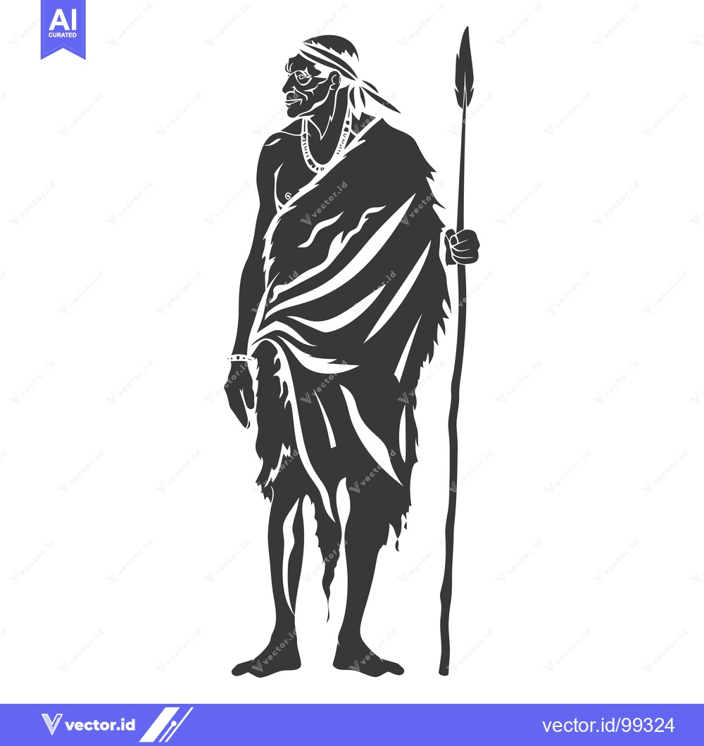 Premium Vector of Silhouette of a Tribal Warrior Holding a Spear