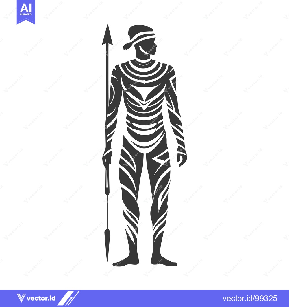 Premium Vector dari Silhouette of a tribal warrior holding a spear