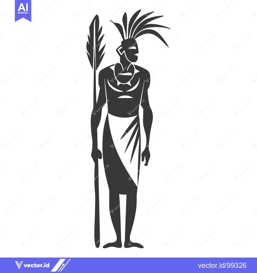 Premium Vector dari Silhouette of a tribal warrior holding a spear