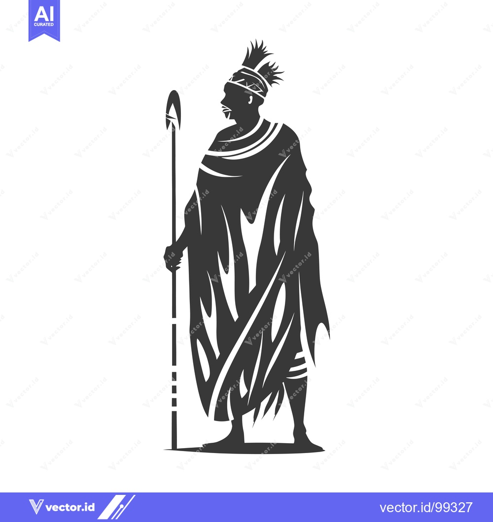 Premium Vector of Silhouette of a tribal warrior with a spear