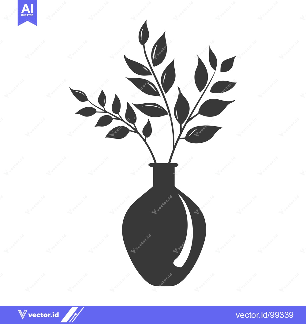 Premium Vector of Silhouette of a vase with leaves