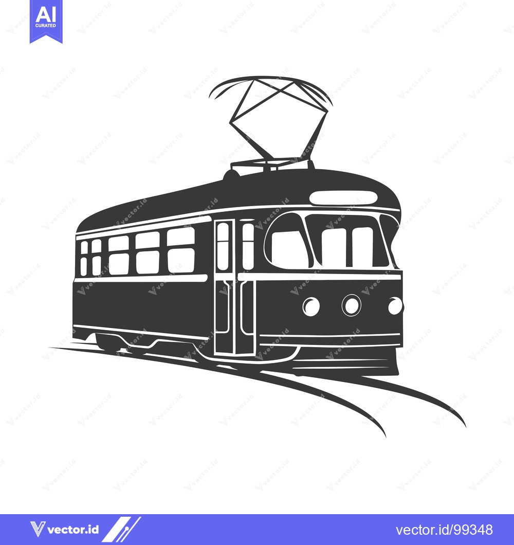 Premium Vector of Silhouette of a Vintage Electric Trolley Car